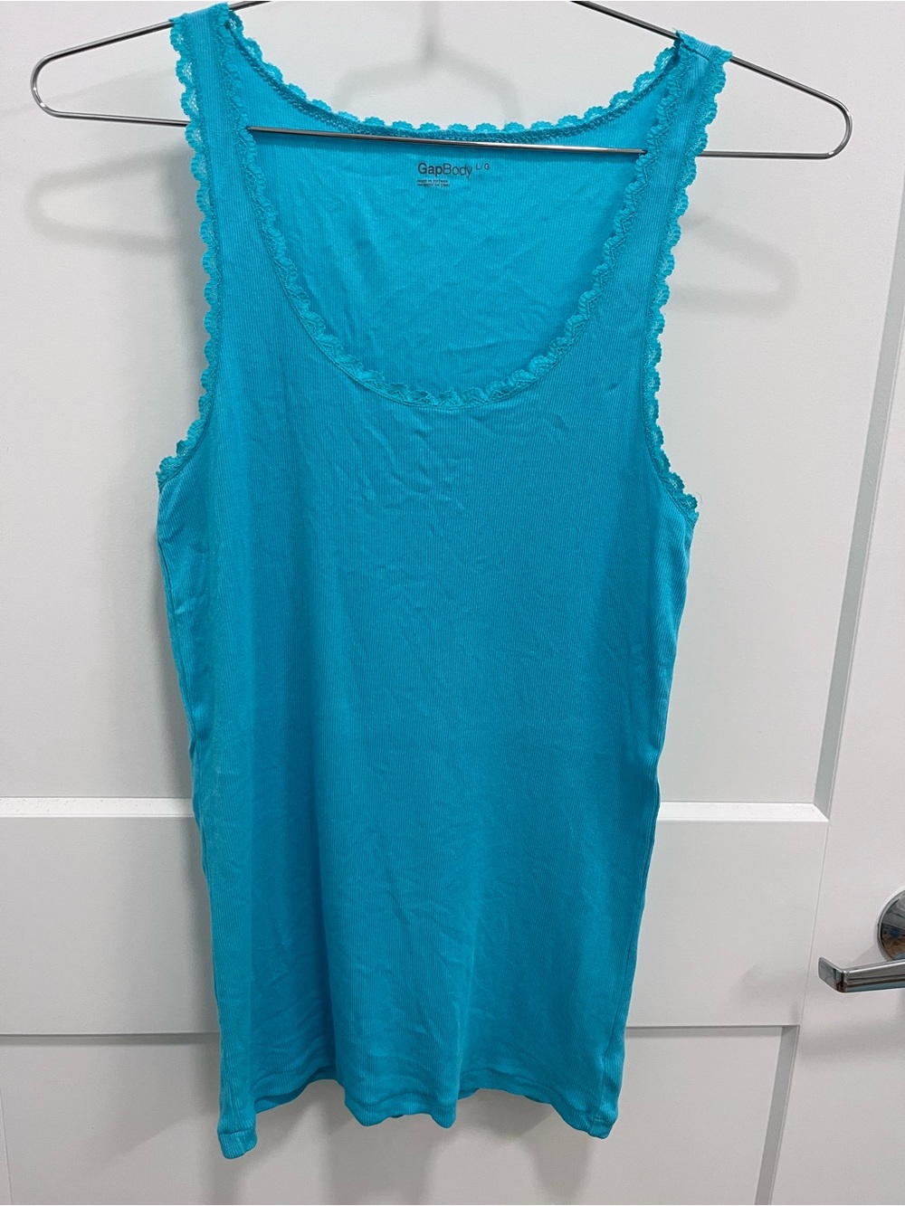 GapBody Turquoise Lace-Trim Tank Top